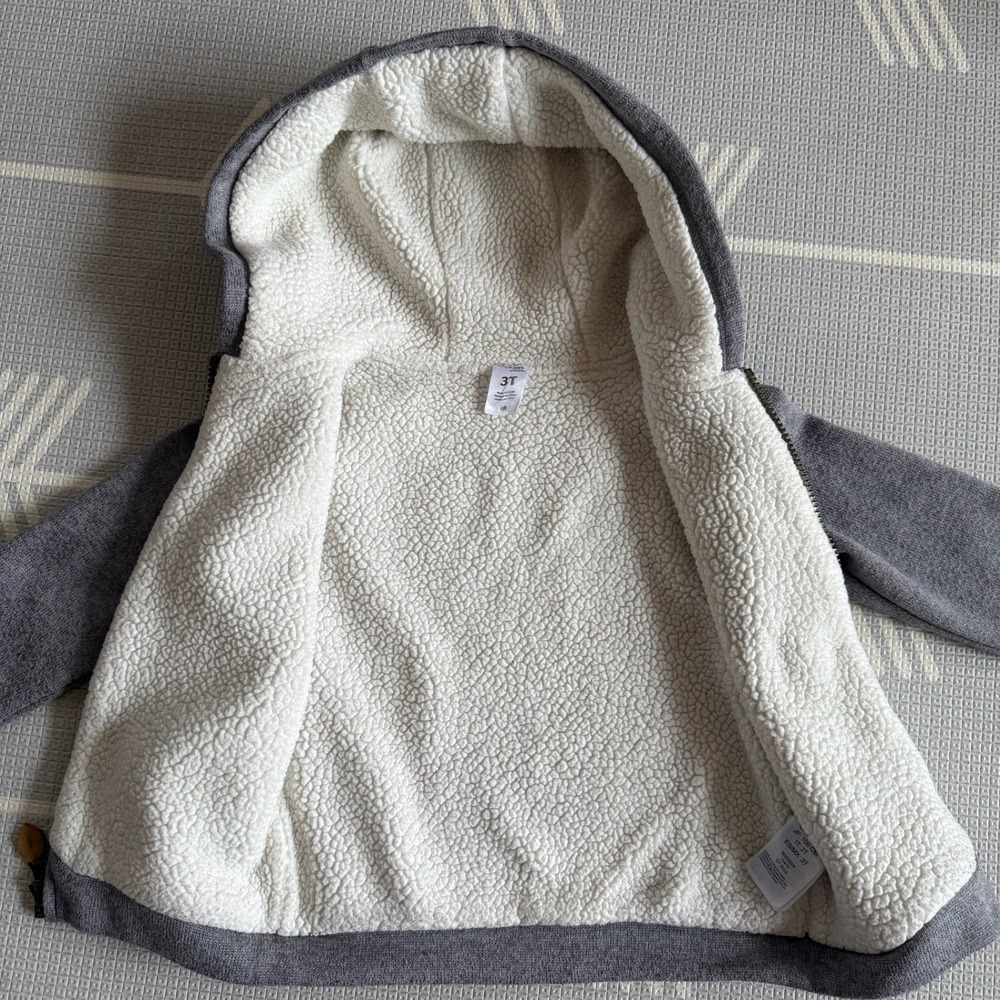 Simple Joys by Carters Hoodie Gray Sherpa Lined Adventure Expert Kids 3T - Picture 2 of 4